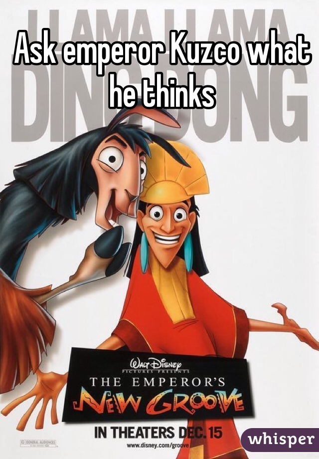 Ask emperor Kuzco what he thinks