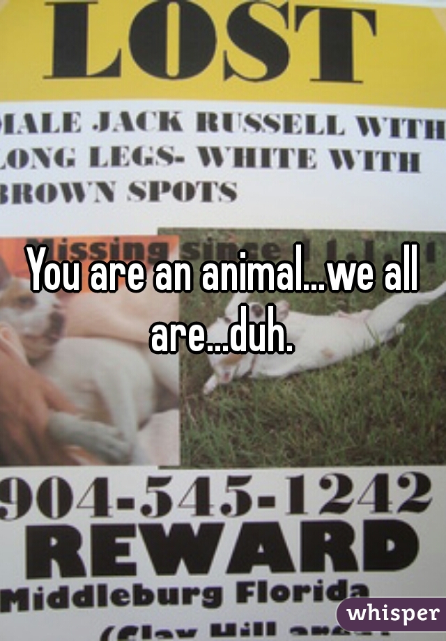 You are an animal...we all are...duh. 