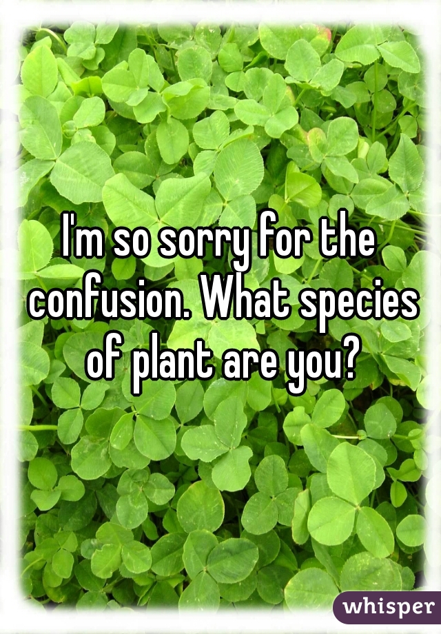 I'm so sorry for the confusion. What species of plant are you?