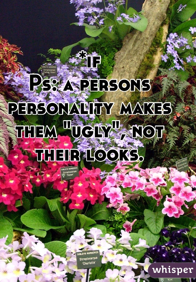 *if
Ps: a persons personality makes them "ugly", not their looks.