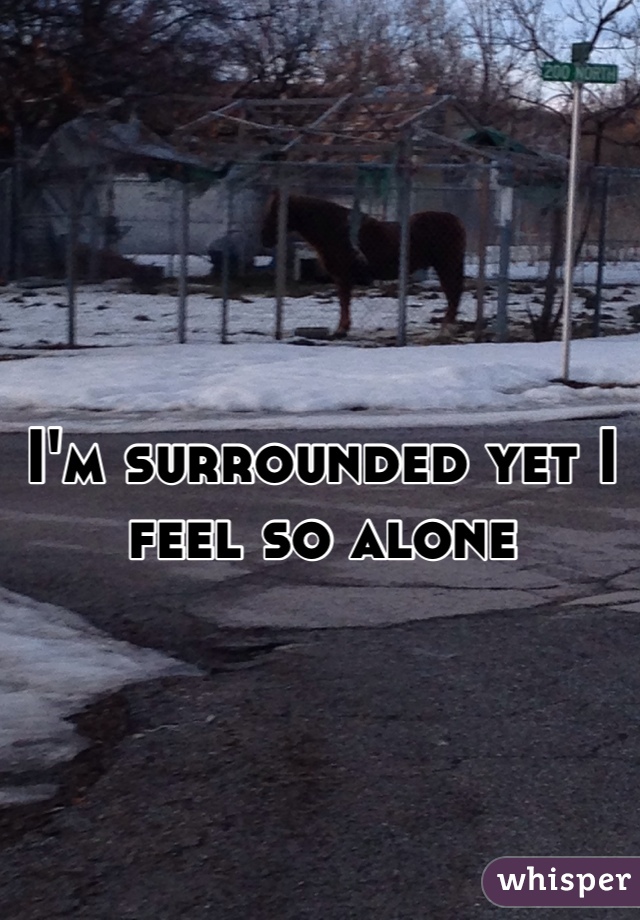 I'm surrounded yet I feel so alone 
