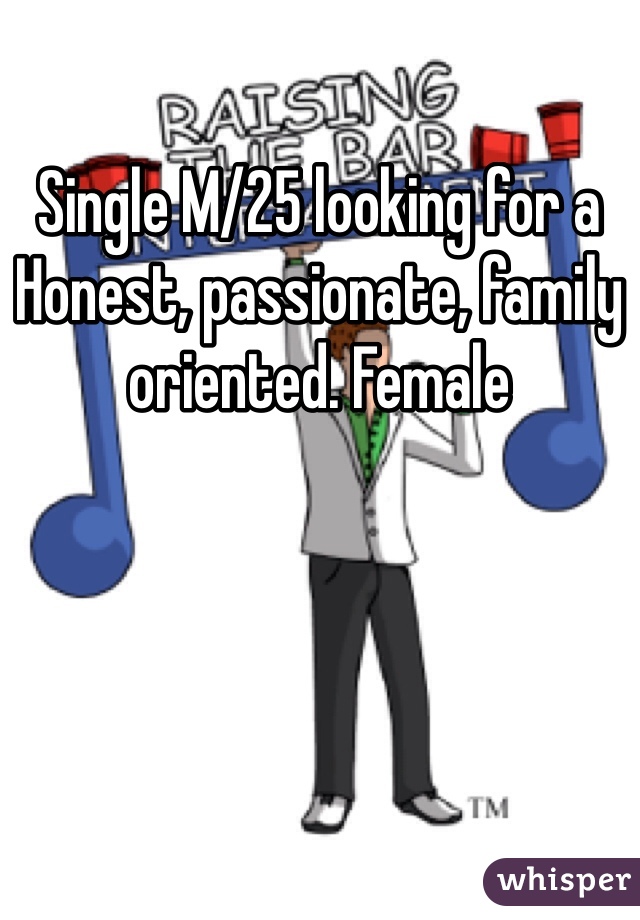 Single M/25 looking for a Honest, passionate, family oriented. Female 