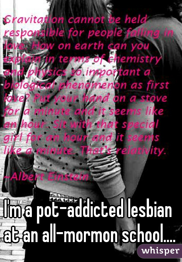I'm a pot-addicted lesbian at an all-mormon school....