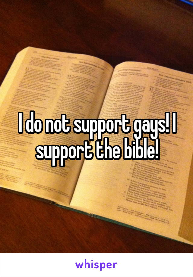 I do not support gays! I support the bible!
