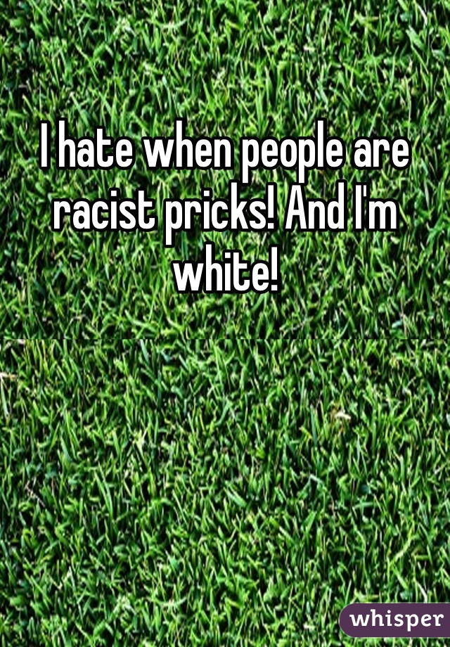I hate when people are racist pricks! And I'm white!
