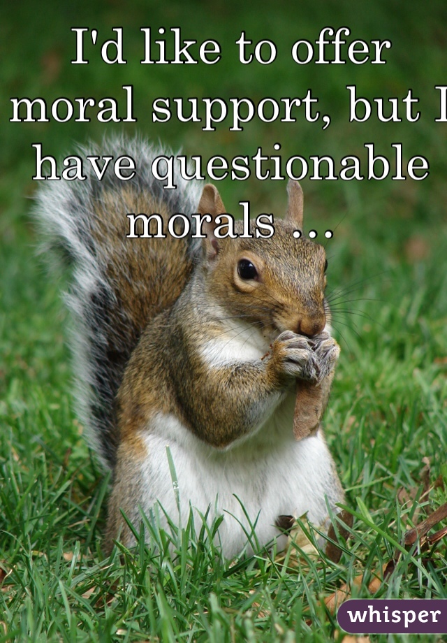 I'd like to offer moral support, but I have questionable morals …