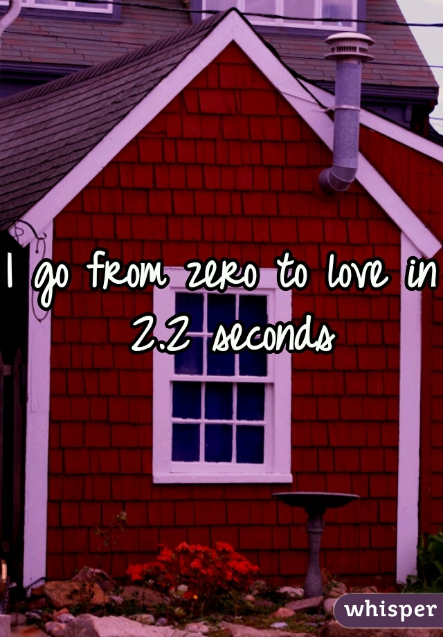 I go from zero to love in 2.2 seconds