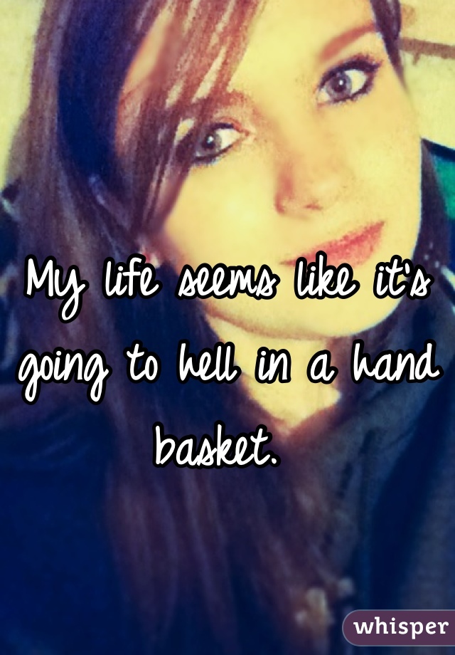 My life seems like it's going to hell in a hand basket. 