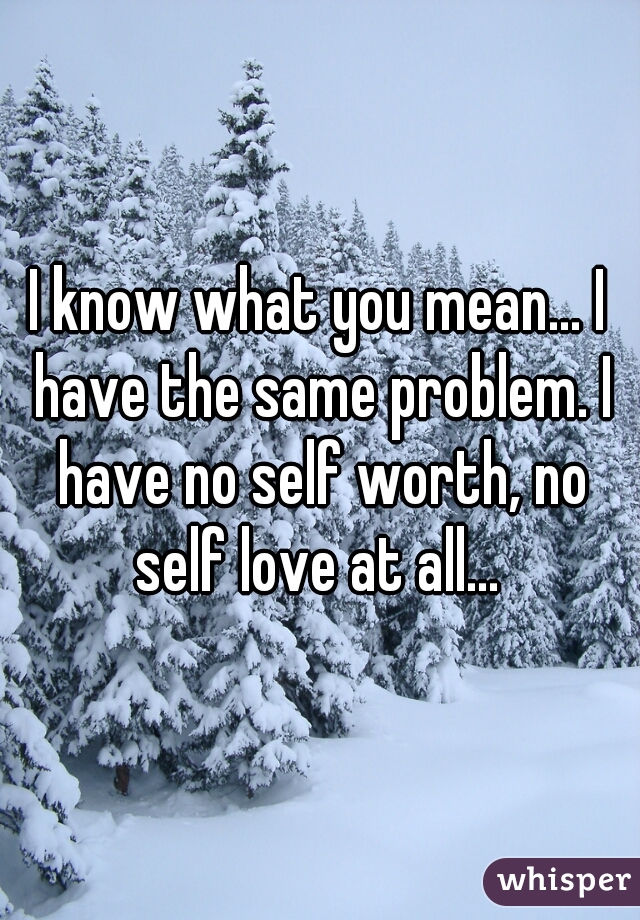 I know what you mean... I have the same problem. I have no self worth, no self love at all... 