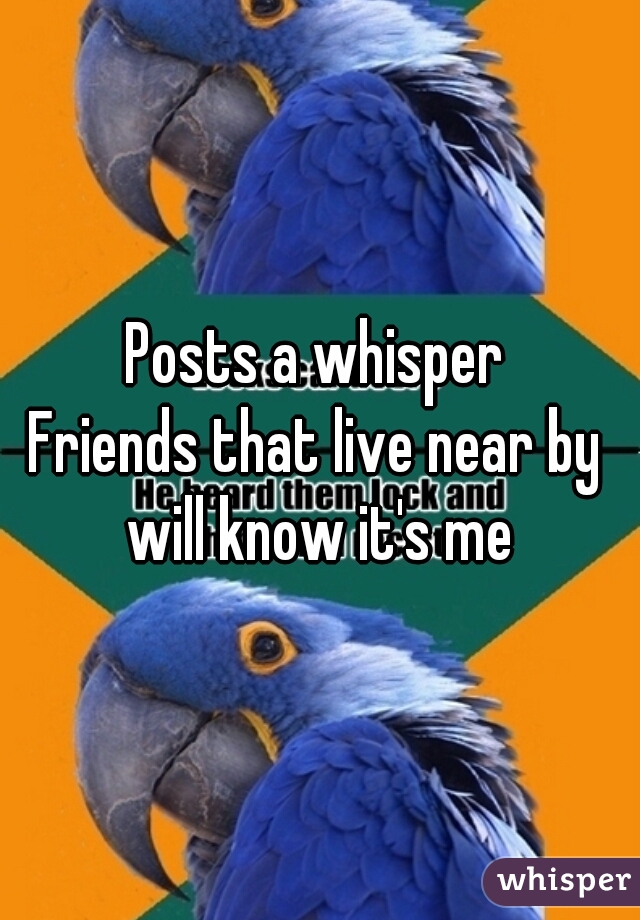 Posts a whisper


Friends that live near by will know it's me