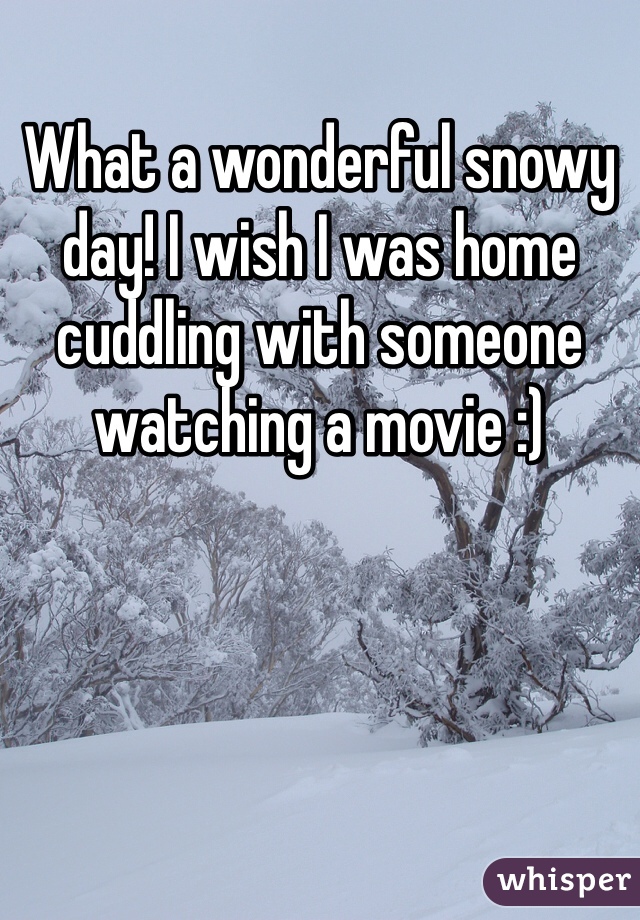 What a wonderful snowy day! I wish I was home cuddling with someone watching a movie :)