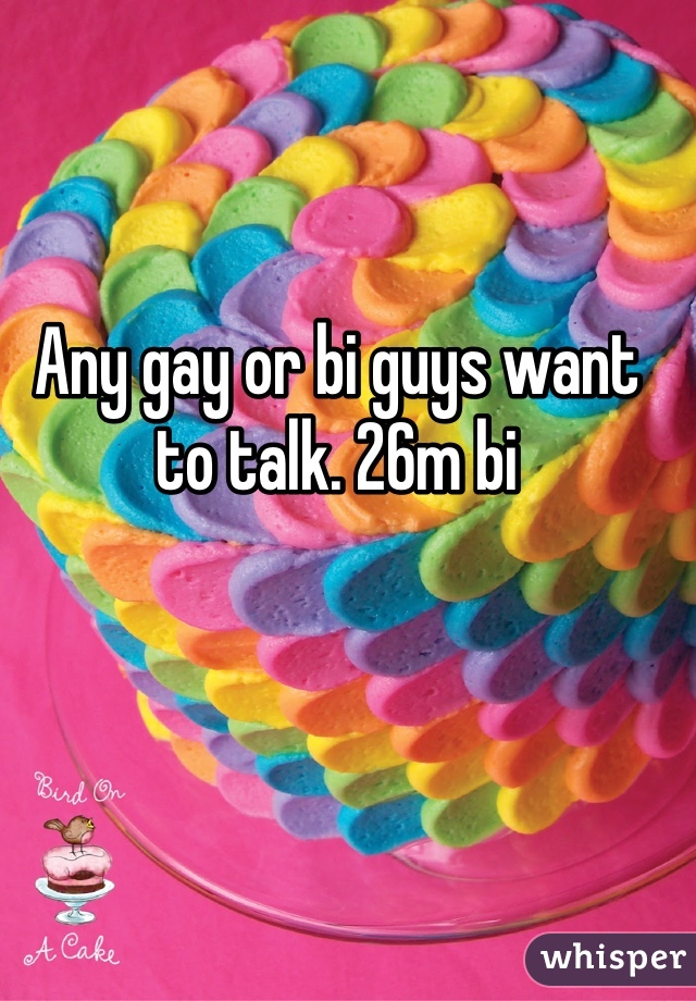 Any gay or bi guys want to talk. 26m bi