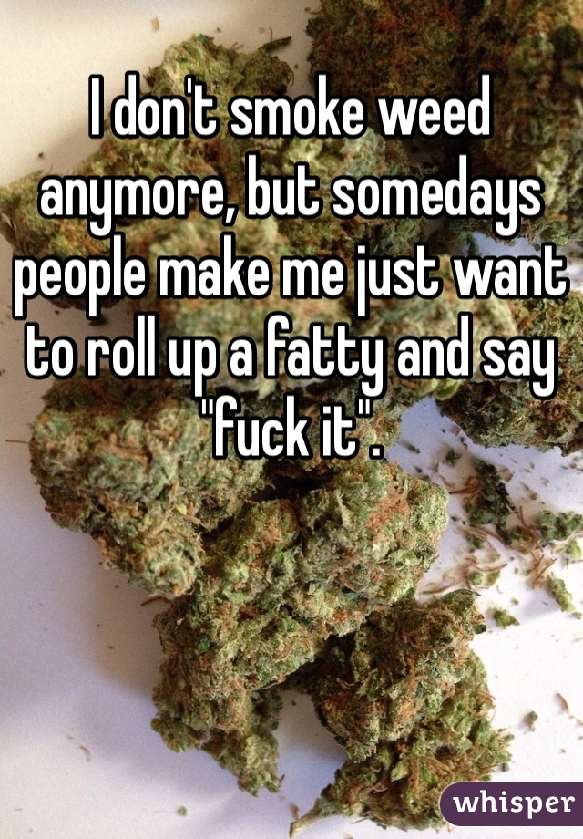 I don't smoke weed anymore, but somedays people make me just want to roll up a fatty and say "fuck it".