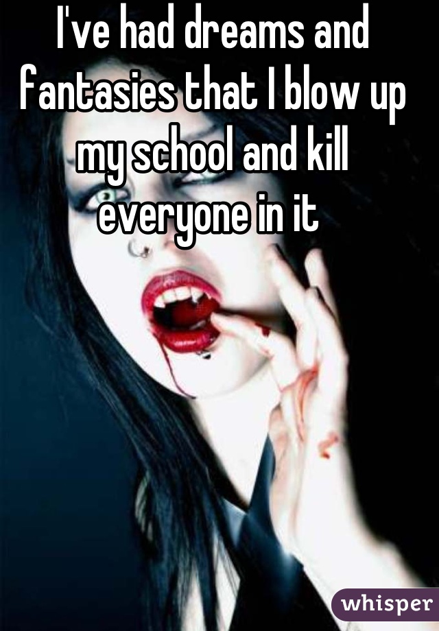 I've had dreams and fantasies that I blow up my school and kill everyone in it 