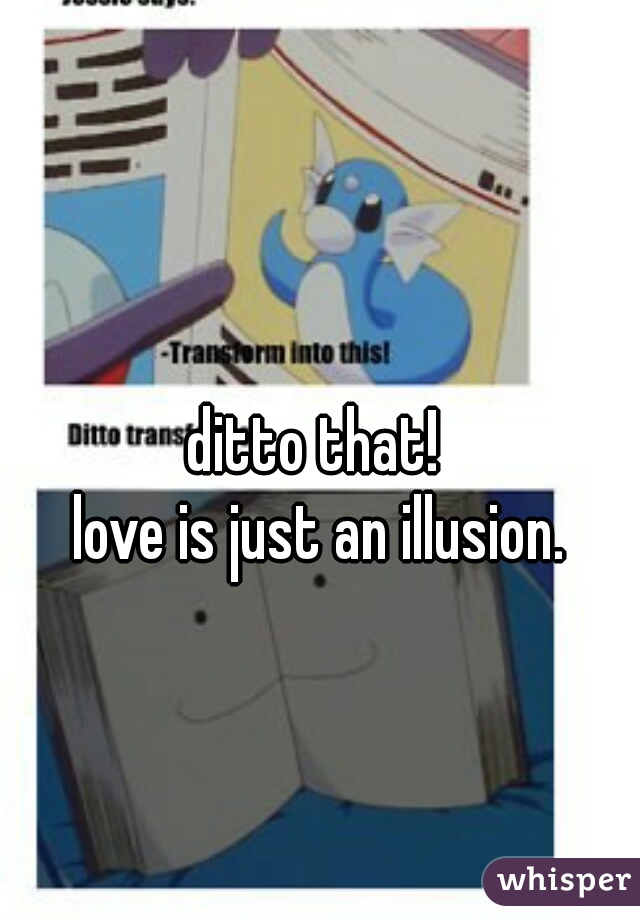 ditto that! 
love is just an illusion.