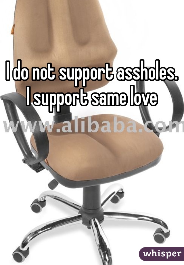 I do not support assholes.
I support same love 
