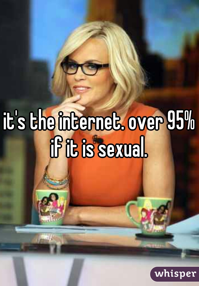 it's the internet. over 95% if it is sexual. 