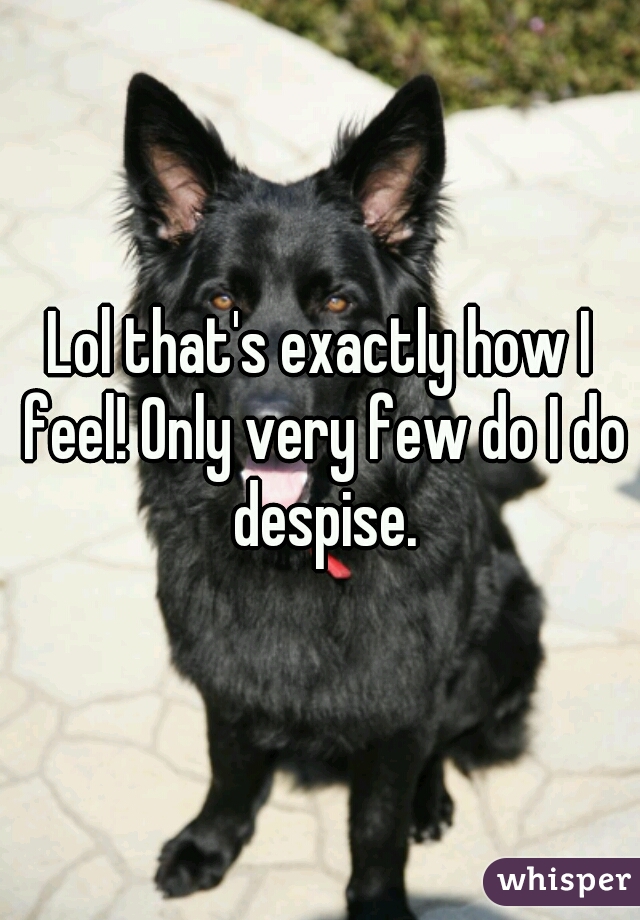 Lol that's exactly how I feel! Only very few do I do despise.