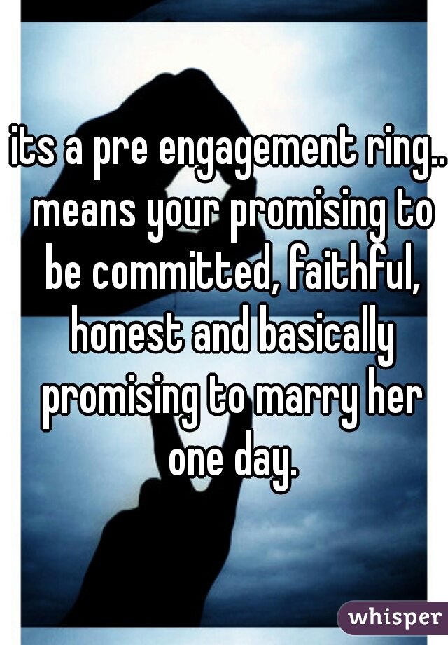 its a pre engagement ring.. means your promising to be committed, faithful, honest and basically promising to marry her one day.