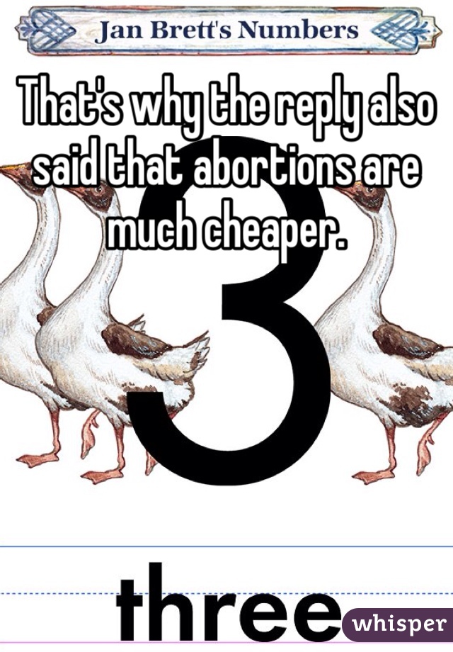 That's why the reply also said that abortions are much cheaper.