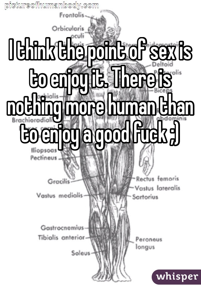 I think the point of sex is to enjoy it. There is nothing more human than to enjoy a good fuck ;)