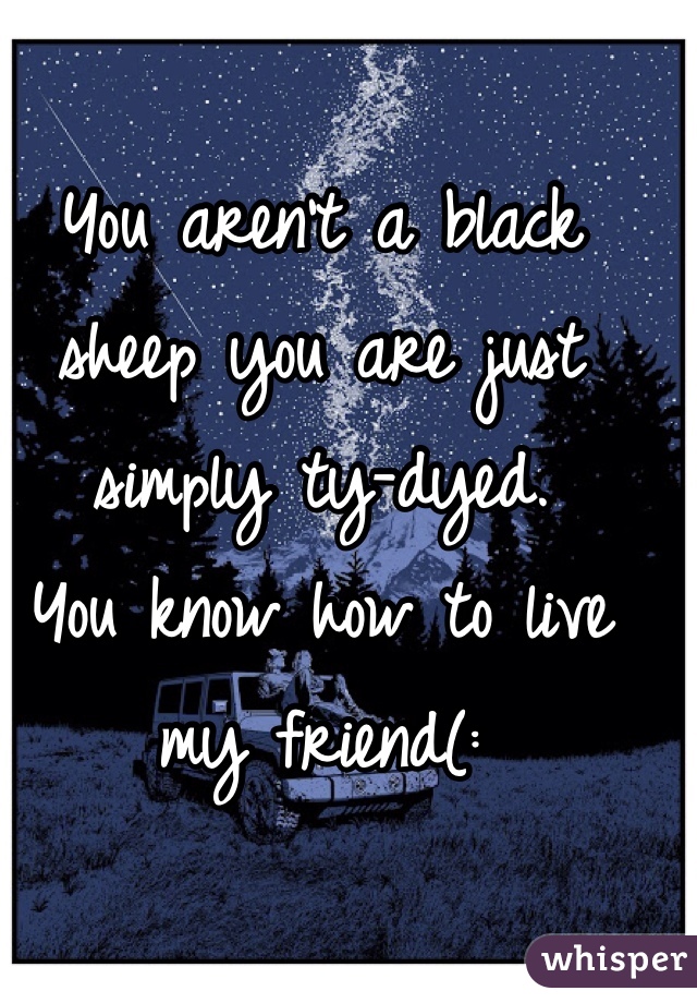 You aren't a black sheep you are just simply ty-dyed.
You know how to live my friend(: