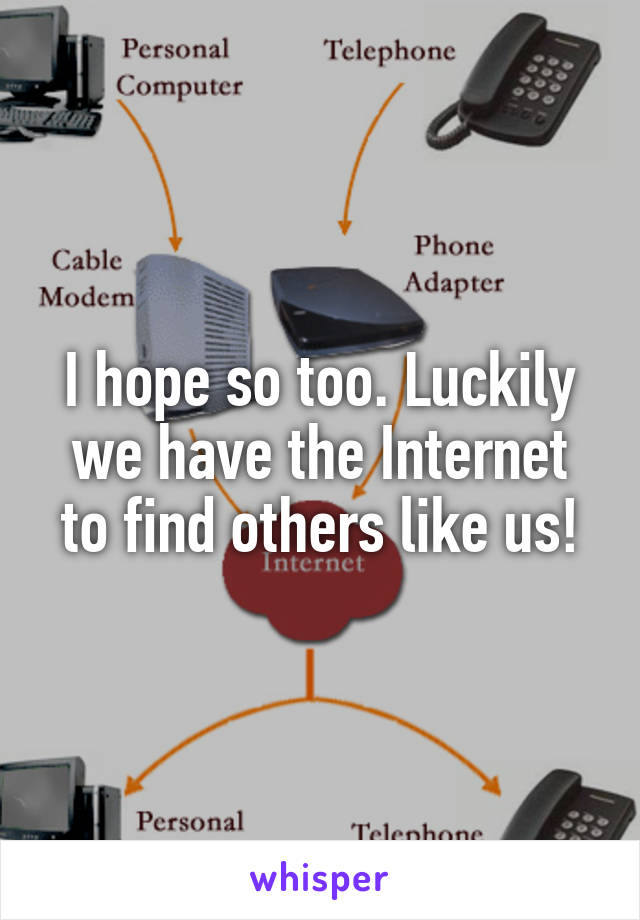 I hope so too. Luckily we have the Internet to find others like us!