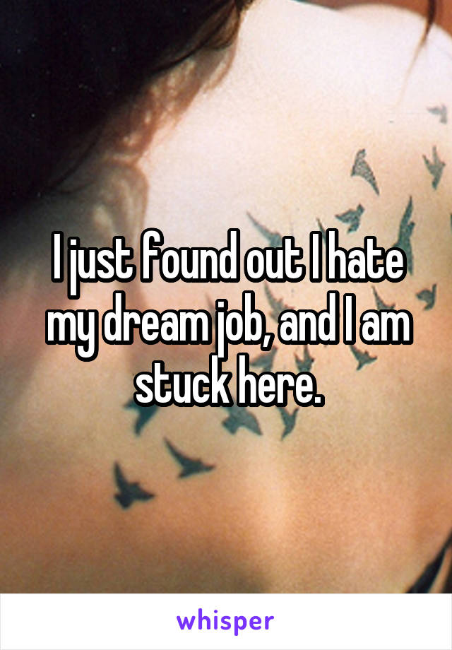 I just found out I hate my dream job, and I am stuck here.