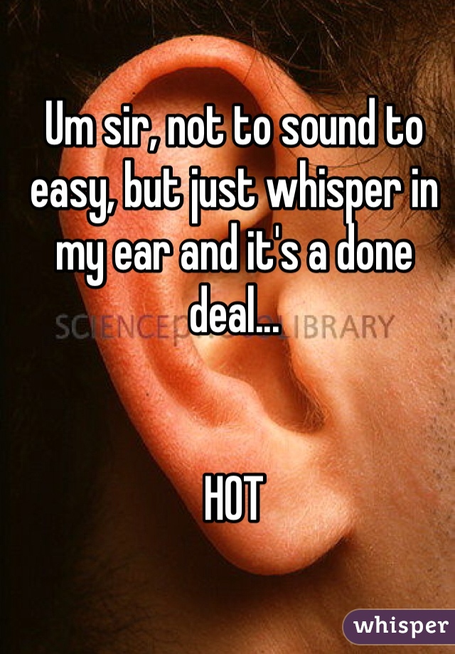Um sir, not to sound to easy, but just whisper in my ear and it's a done deal...


HOT