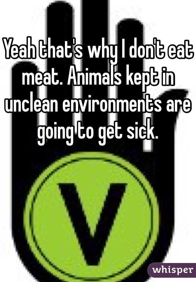 Yeah that's why I don't eat meat. Animals kept in unclean environments are going to get sick.