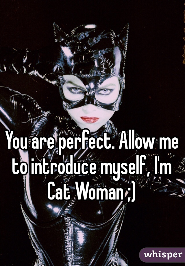 You are perfect. Allow me to introduce myself, I'm Cat Woman ;)