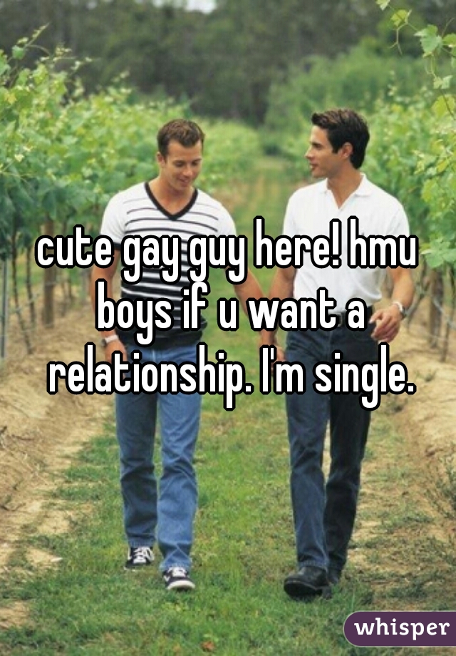 cute gay guy here! hmu boys if u want a relationship. I'm single.