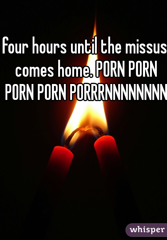 four hours until the missus comes home. PORN PORN PORN PORN PORRRNNNNNNNN.