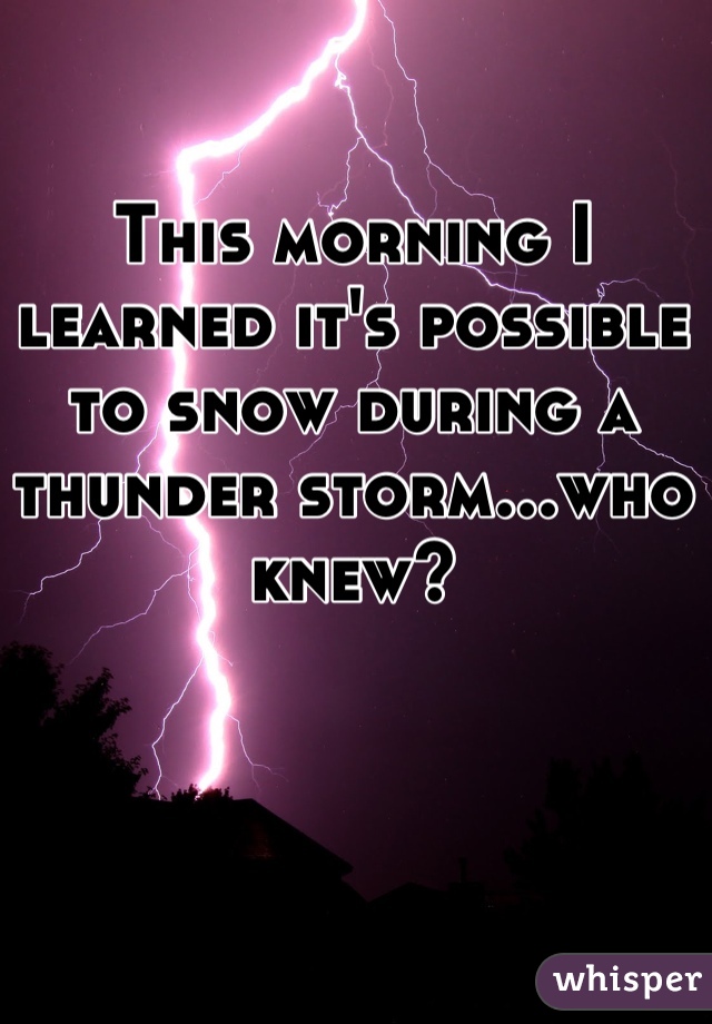 This morning I learned it's possible to snow during a thunder storm...who knew?