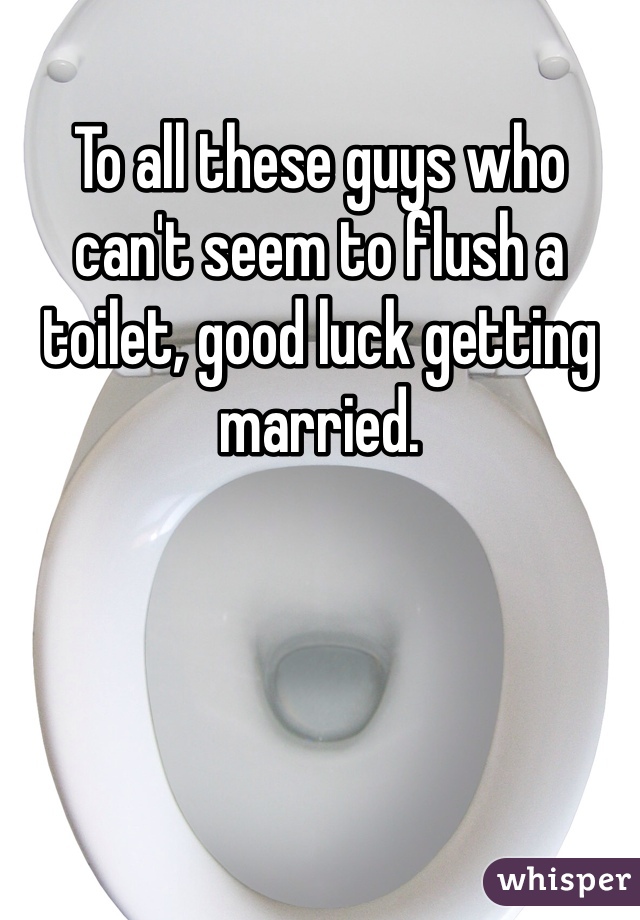 To all these guys who can't seem to flush a toilet, good luck getting married. 