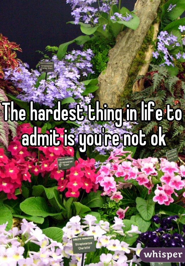 The hardest thing in life to admit is you're not ok