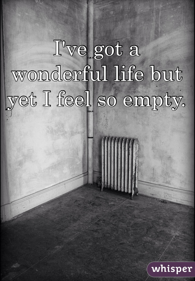 I've got a wonderful life but yet I feel so empty.