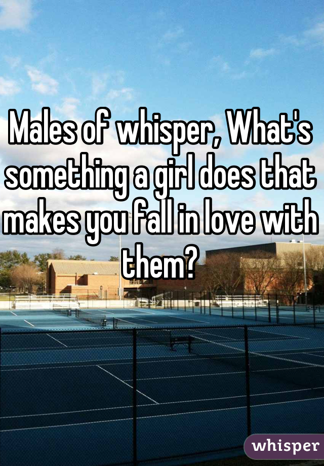 Males of whisper, What's something a girl does that makes you fall in love with them?