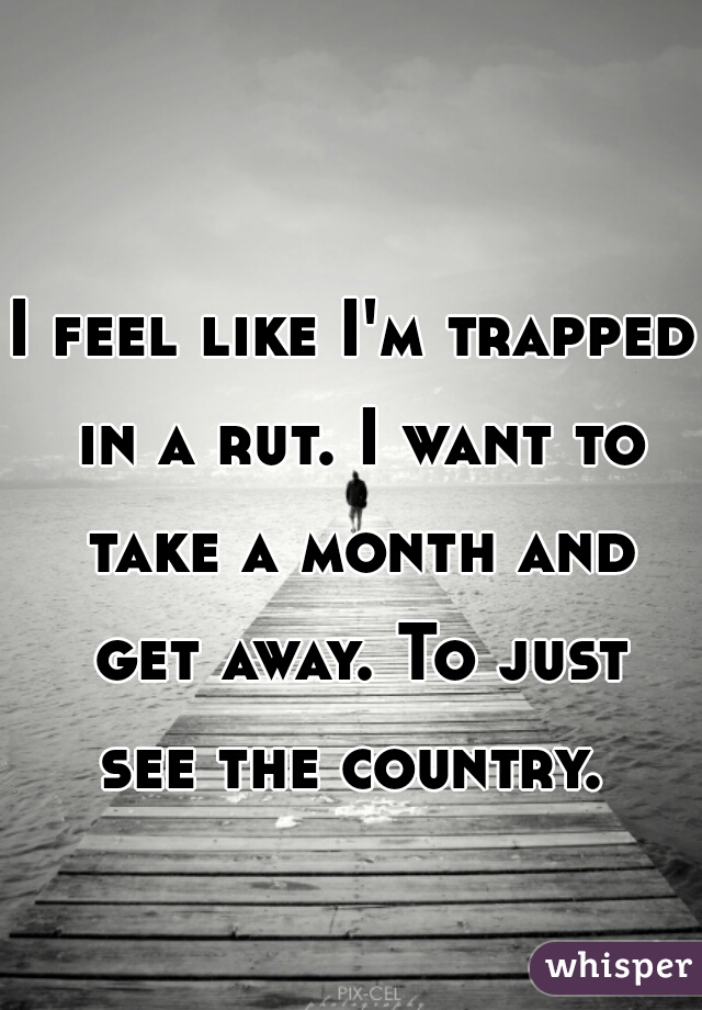 I feel like I'm trapped in a rut. I want to take a month and get away. To just see the country. 