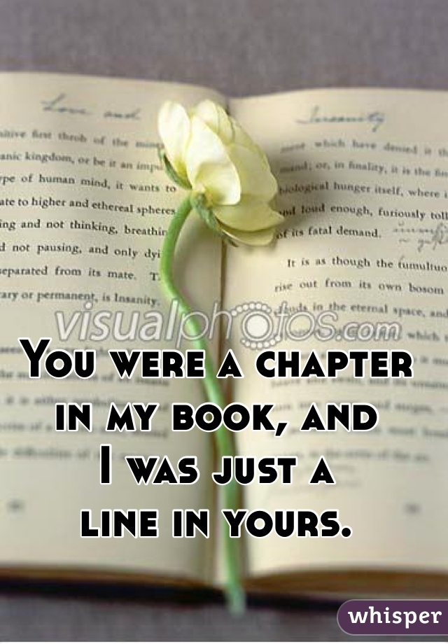 You were a chapter
in my book, and
I was just a 
line in yours.