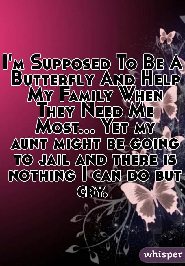 I'm Supposed To Be A Butterfly And Help My Family When They Need Me Most... Yet my aunt might be going to jail and there is nothing I can do but cry. 