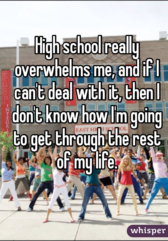 High school really overwhelms me, and if I can't deal with it, then I don't know how I'm going to get through the rest of my life.