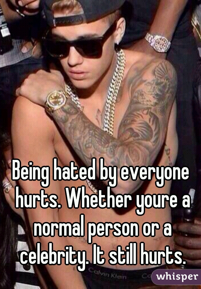 Being hated by everyone hurts. Whether youre a normal person or a celebrity. It still hurts.