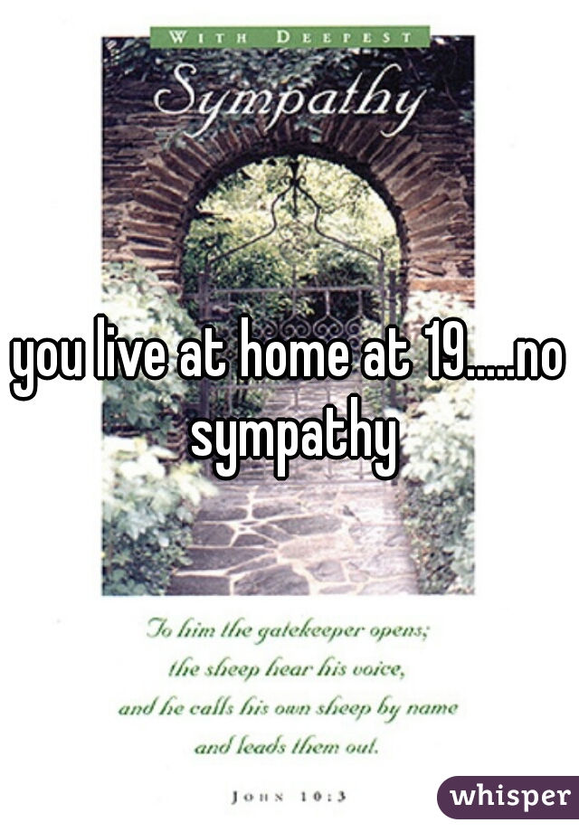 you live at home at 19.....no sympathy