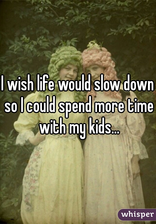 I wish life would slow down so I could spend more time with my kids...