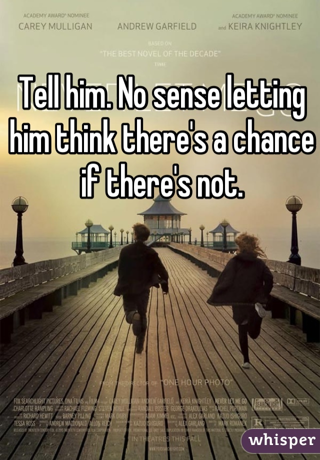 Tell him. No sense letting him think there's a chance if there's not.