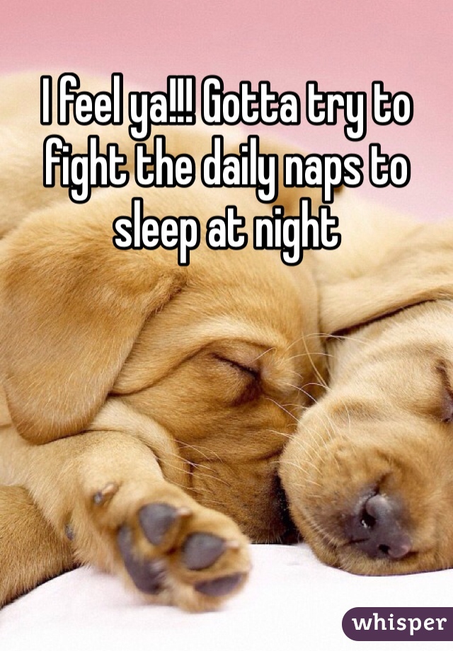 I feel ya!!! Gotta try to fight the daily naps to sleep at night 