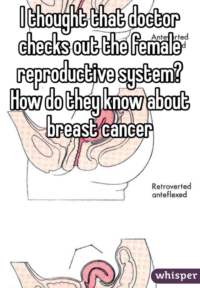 I thought that doctor checks out the female reproductive system? How do they know about breast cancer