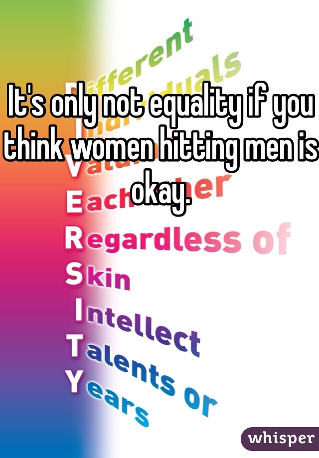 It's only not equality if you think women hitting men is okay. 