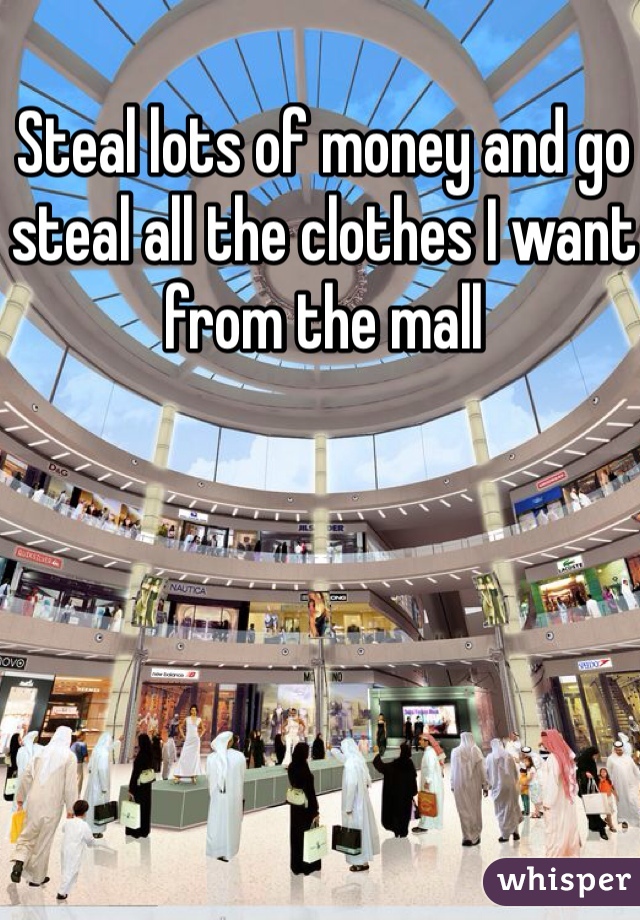 Steal lots of money and go steal all the clothes I want from the mall